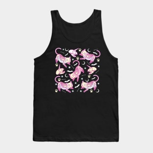 Cute and creepy pastel goth aesthetic skeleton cats  with cat unicorn skulls, bats and bones Tank Top